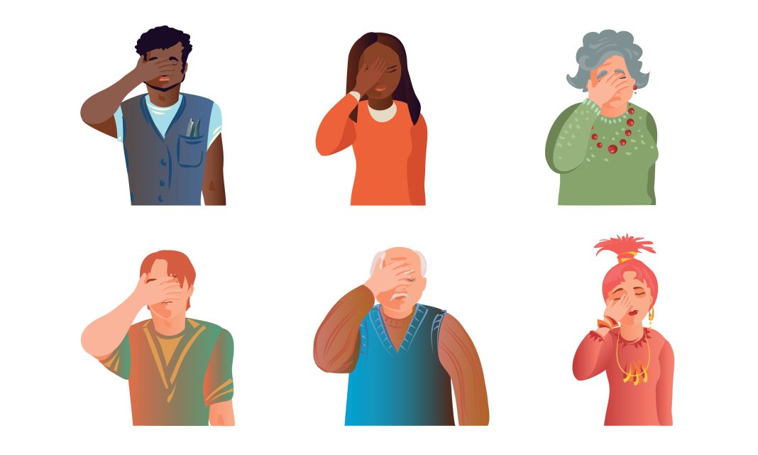 Young,And,Old,Men,And,Women,Expressing,Headache,Vector,Illustration jóvenes